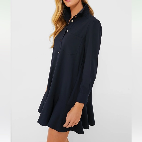 Navy Crepe Callahan Shirt Dress - Picture 3 of 10